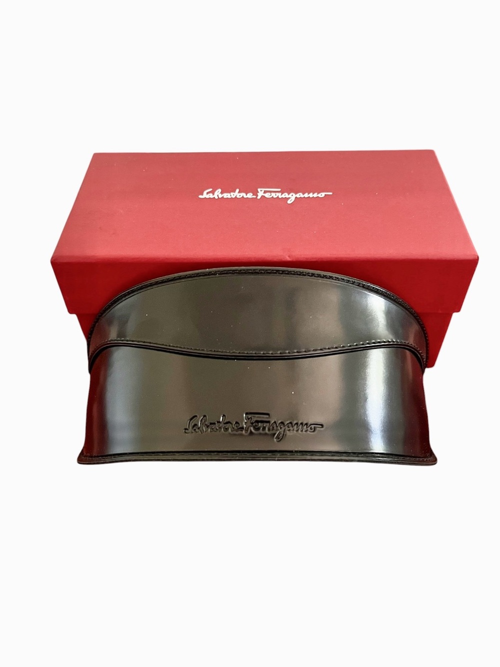 Salvatore Ferragamo Large Clamshell Sunglass Case & Box NIB
